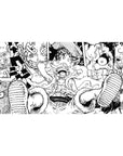 Desk pad featuring Luffy's Gear 5 transformation from One Piece, 40x20 inches, showcasing chaotic, powerful imagery in black-and-white.