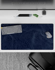 32x16 inches mouse pad with navy contour terrain design, blending sleek topographic lines with geometric elegance for a stylish workspace.