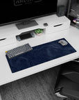 Artistic 32x12 inches mouse pad showcasing delicate contour lines on a deep navy backdrop, perfect for transforming your workspace with contemporary style.