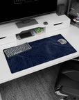 Modern 32x16 inches mouse pad showcasing refined navy blue contour lines, perfect for elevating your desk setup with minimalist charm.