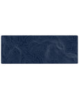 Compact 32x12 inches mouse pad featuring topographic contour lines on a navy blue background, ideal for adding geometric elegance to smaller workspaces.