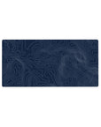 Mouse pad featuring delicate contour lines on a deep navy blue backdrop, 32x16 inches, perfect for adding minimalist style and modern sophistication to your desk.