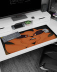 Kurama from Naruto grinning up on anime desk pad 36x16 inches, Nine-Tails vibe guarding your clicks.