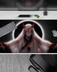 40x20 inches desk pad showcasing Kaguya Ōtsutsuki, surrounded by a halo of light, capturing her divine power and celestial presence from Naruto.