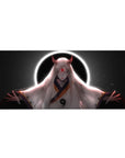Naruto desk pad featuring Kaguya Ōtsutsuki, 36x16 inches, with her divine energy and halo of light, symbolizing cosmic balance.