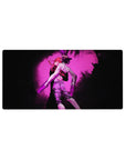 Mouse pad with Denji and Makima, 32x16 inches, featuring manga shading and neon pink highlights for a bold, dramatic design.