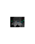 Classic anime girl mouse pad 14x10 inches, wide-eyed shy girl with silver hair and neon bow accents.