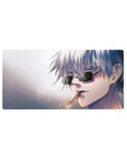 Mouse pad featuring Satoru Gojo, 32x16 inches, capturing his iconic sunglasses and laid-back style from Jujutsu Kaisen.