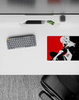 Anime mouse pad 14x10 inches featuring Ann Takamaki from Persona 5 in a striking black-and-white silhouette on red.