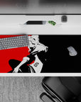 Anime mouse pad featuring Ann Takamaki from Persona 5, black-and-white silhouette, 36x16 inches, bold and minimal design.