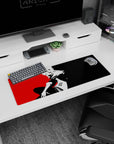 Anime mouse pad featuring Ann Takamaki from Persona 5 in black-and-white silhouette, size 32x12 inches.
