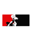 Ann Takamaki Persona 5 anime mouse pad, 28x12 inches, black-and-white silhouette with red contrast, bold design.