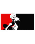 Anime mouse pad 32x16 inches featuring Ann Takamaki from Persona 5 in striking black-and-white silhouette on red background.