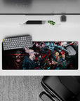 Intense 32x12 mouse pad features Ainz Ooal Gown's dark world and allies for immersive anime aesthetics