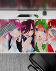 40x20 inches anime girl desk pad in ice silver, hot pink, violet, orange and red, candy-colored mood.