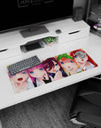 32x12 inches anime girl mouse pad featuring the orange-haired girl with big green bow beside the red star clip.