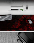 36x16 inches desk pad with abstract crimson and black designs, adding a mysterious, striking vibe to your workspace.