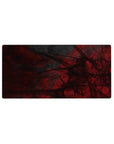 Mouse pad featuring deep red and black tangled designs in the Crimson Veil Abstract style, 32x16 inches, perfect for adding dark, intense energy to your workspace.