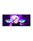 28x12 inch mouse pad featuring Satoru Gojo with limitless power and striking blue eyes for bold vibes