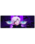 32x12 inch mouse pad featuring Satoru Gojo with bold blue eyes and limitless power for impact
