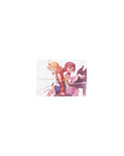 Classic anime girl mouse pad 14x10 inches, two girls at a piano bench with petals and quote.