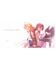 Anime girl mouse pad 32x16 inches with two girls at a piano bench, petals, and I’ll be at your side text.