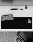 32x12 inches mouse pad with black wavy pattern, featuring flowing lines and a monochrome palette for a sleek, minimalist look.