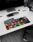 Persona 5 mouse pad 28x12 inches featuring Joker, Mona, and Futaba in vibrant comic-book style with bold colors.