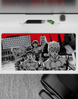Bold 32x16 desk mat combines Giorno's spirit with sleek black-and-white design for impactful visuals