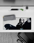 28x12 inches mouse pad with Noelle Silva design, showcasing black-and-white contrast and silver highlights for a refined, strong look.