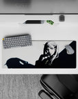 32x12 inches mouse pad with Noelle Silva design, blending black-and-white contrast and silver highlights for an elegant, powerful desk setup.