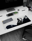 Artistic 32x12 inches mouse pad featuring Noelle Silva design, with black-and-white contrast and silver highlights for a sophisticated, noble effect.