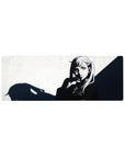 Compact 32x12 inches mouse pad with Noelle Silva design, featuring black-and-white contrast and silver highlights for a noble, refined atmosphere.