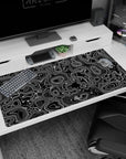 Modern design on 40x20 desk mat perfect for adding dynamic abstract artistry to your setup or decor