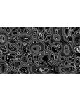 Abstract Topographic desk mat 40x20 featuring swirling black and white lines for bold modern style