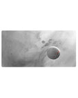 Cosmic desk mouse pad 32x16 inches with smoky gray clouds, subtle stars, and soft planet design.