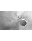 Large 40x20 inch desk pad featuring smoky gray cloud patterns, subtle stars, and soft planetary accents.