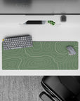 32x12 inches mouse pad with sage topography flow design, offering a peaceful, nature-inspired aesthetic with flowing lines for your desk setup.