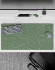 32x16 inches mouse pad with sage topography flow, blending nature-inspired green tones and elegant lines for a peaceful, stylish desk setup.