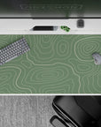 40x20 inches desk pad showcasing sage green topographic flow with elegant lines, creating a serene and stylish environment for your desk setup.