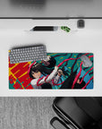 28x12 inches mouse pad with Yoru, red tendrils, and golden eyes for an intense and dynamic anime battle vibe.