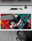 32x16 inches mouse pad with Yoru, golden eyes, and chaotic red tendrils for an intense, high-energy anime battle atmosphere.