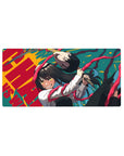 Mouse pad featuring Yoru, 32x16 inches, with red tendrils, golden eyes, and raw carnage for a bold, dynamic visual effect.