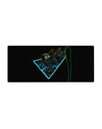 28x12 inches anime mouse pad with Wing Gundam Zero neon line art on black, sharp triangle cockpit design.