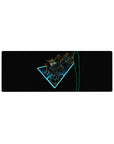 32x12 inches anime mouse pad with Wing Gundam Zero neon line art on black, sleek cockpit-style desk mat.