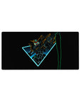 32x16 inches anime mouse pad with Wing Gundam Zero neon line art on black, sleek cockpit-style desk mat.