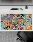 32x16 inches mouse pad with the Straw Hat Pirates from One Piece, surrounded by bubbles and cute animals, bringing playful energy to your desk.