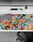 36x16 inches desk pad with the Straw Hat Pirates from One Piece, capturing their whimsical fun and colorful design with bubbles and animals.