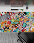 40x20 inches desk pad with the Straw Hat Pirates from One Piece, enjoying playful moments with bubbles and animals in a colorful, fun design.