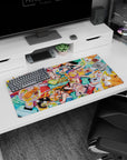 Modern 32x16 inches mouse pad with the Straw Hat Pirates from One Piece, capturing their whimsical fun with bubbles and animals in a vibrant design.